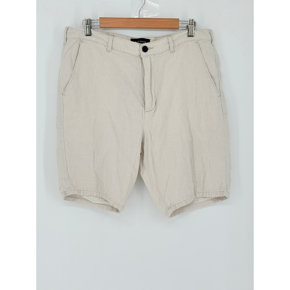 Mens Linen Cotton Preppy Coastal Flat Front Chino Shorts‎ Fisherman 34 Pac Sun